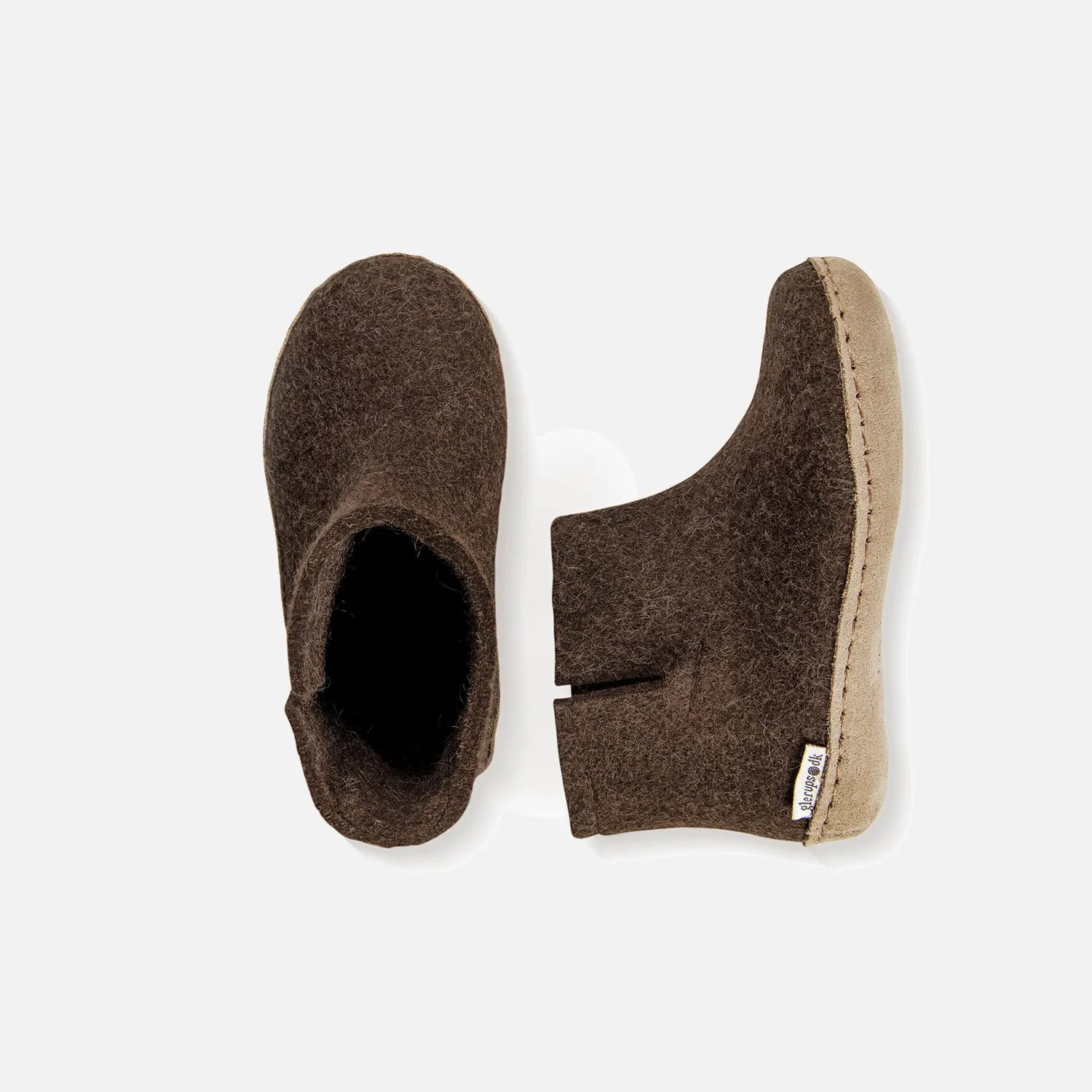 Felted Wool Slipper Boot - Brown