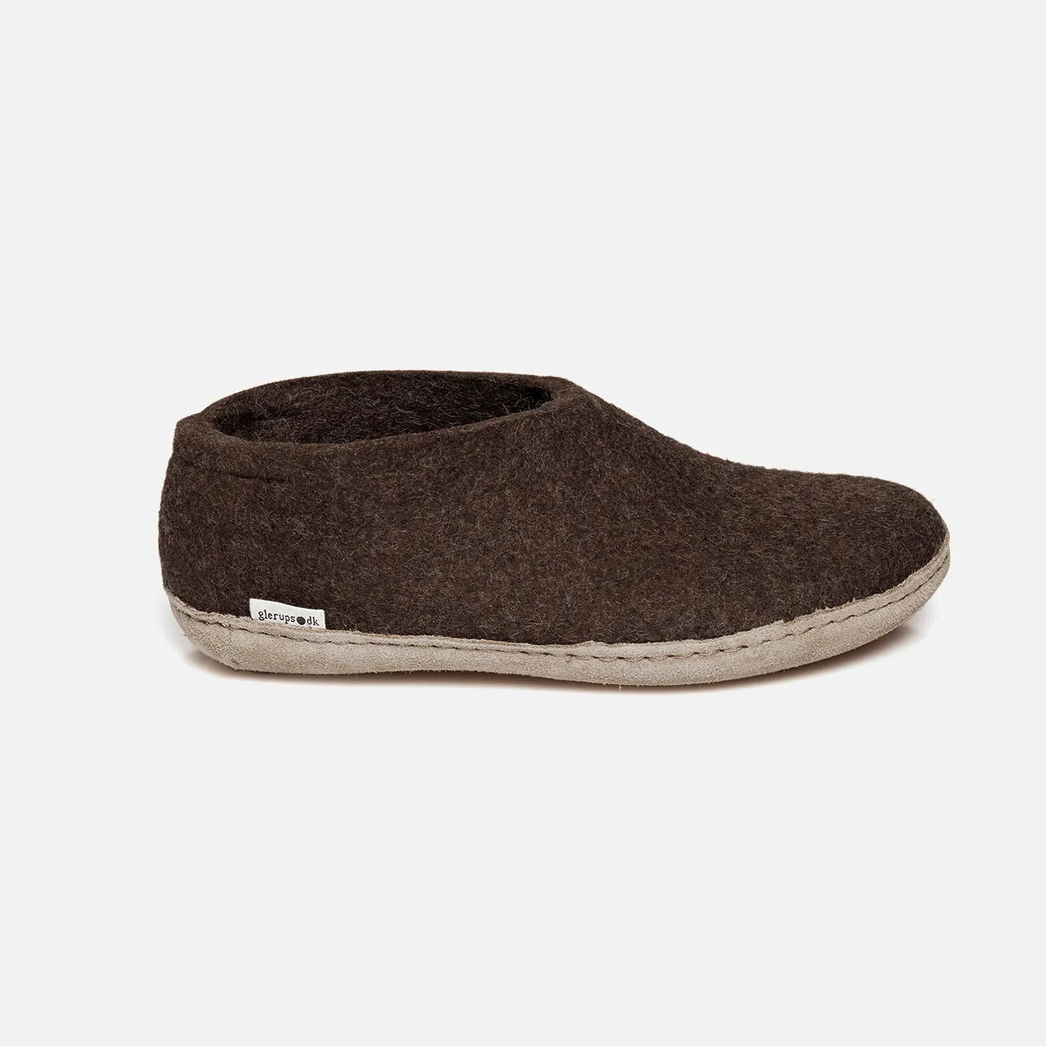 Felted Wool Slipper Shoe - Brown