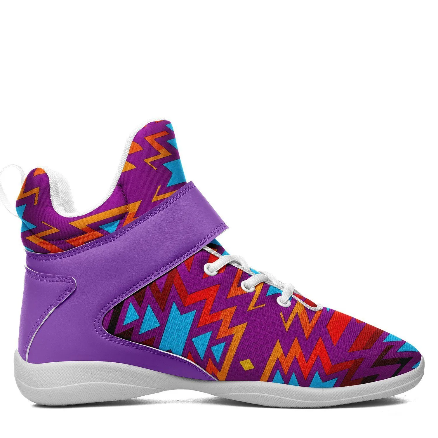 Fire Colors and Turquoise Purple Kid's Ipottaa Basketball / Sport High Top Shoes