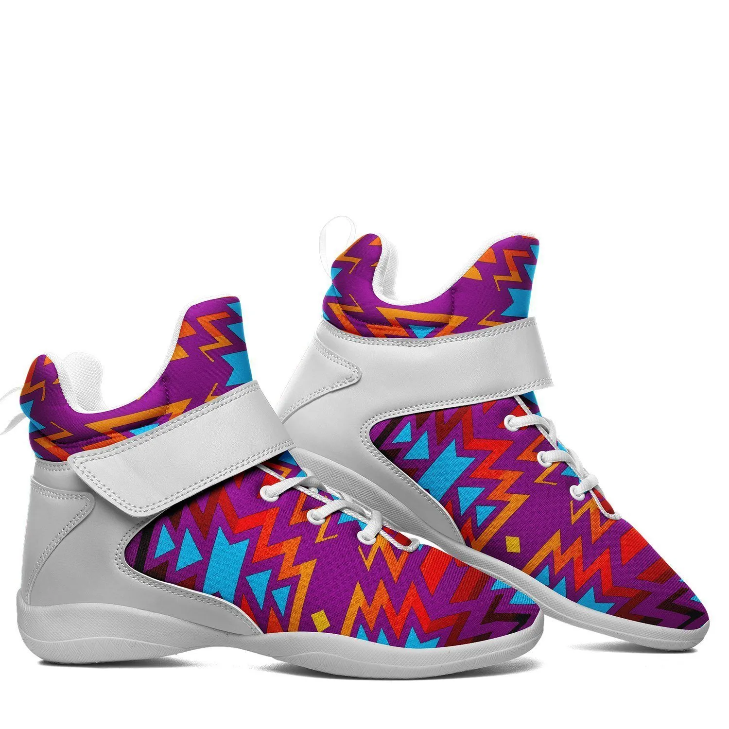 Fire Colors and Turquoise Purple Kid's Ipottaa Basketball / Sport High Top Shoes