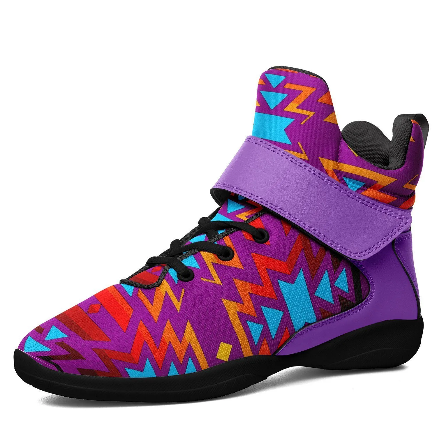 Fire Colors and Turquoise Purple Kid's Ipottaa Basketball / Sport High Top Shoes