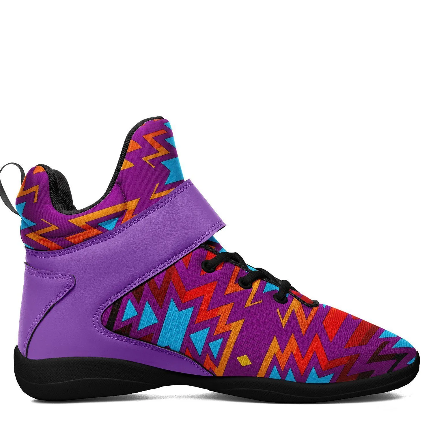 Fire Colors and Turquoise Purple Kid's Ipottaa Basketball / Sport High Top Shoes