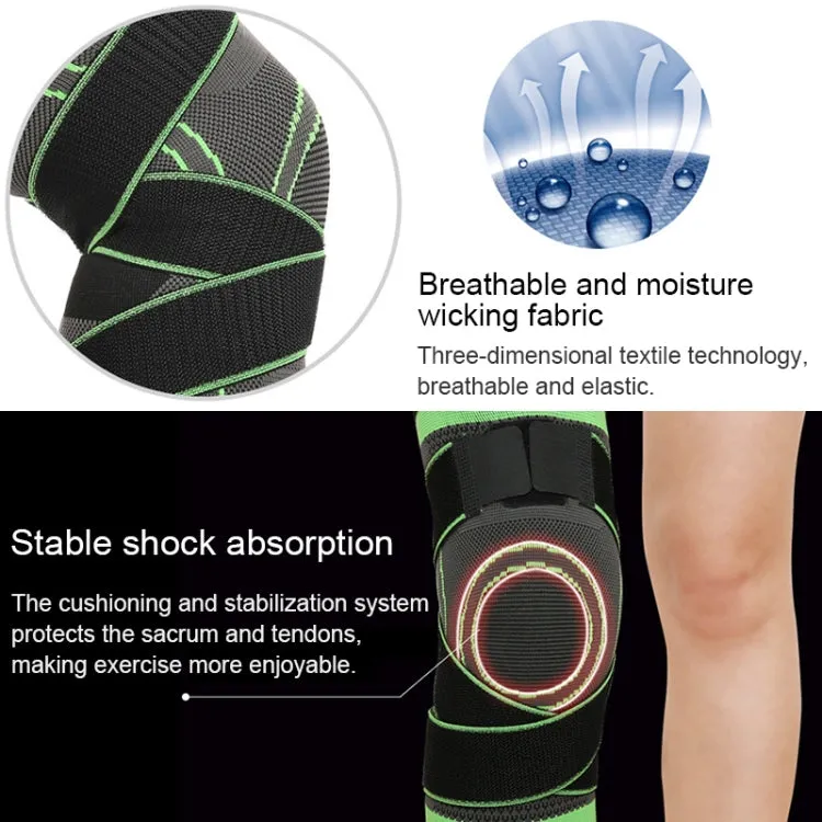 Fitness Running Cycling Bandage Knee Support Braces Elastic Nylon Sports Compression Pad Sleeve, Size:M(Green)