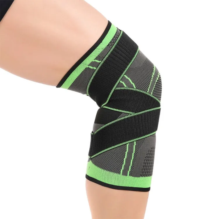 Fitness Running Cycling Bandage Knee Support Braces Elastic Nylon Sports Compression Pad Sleeve, Size:XXL(Green)