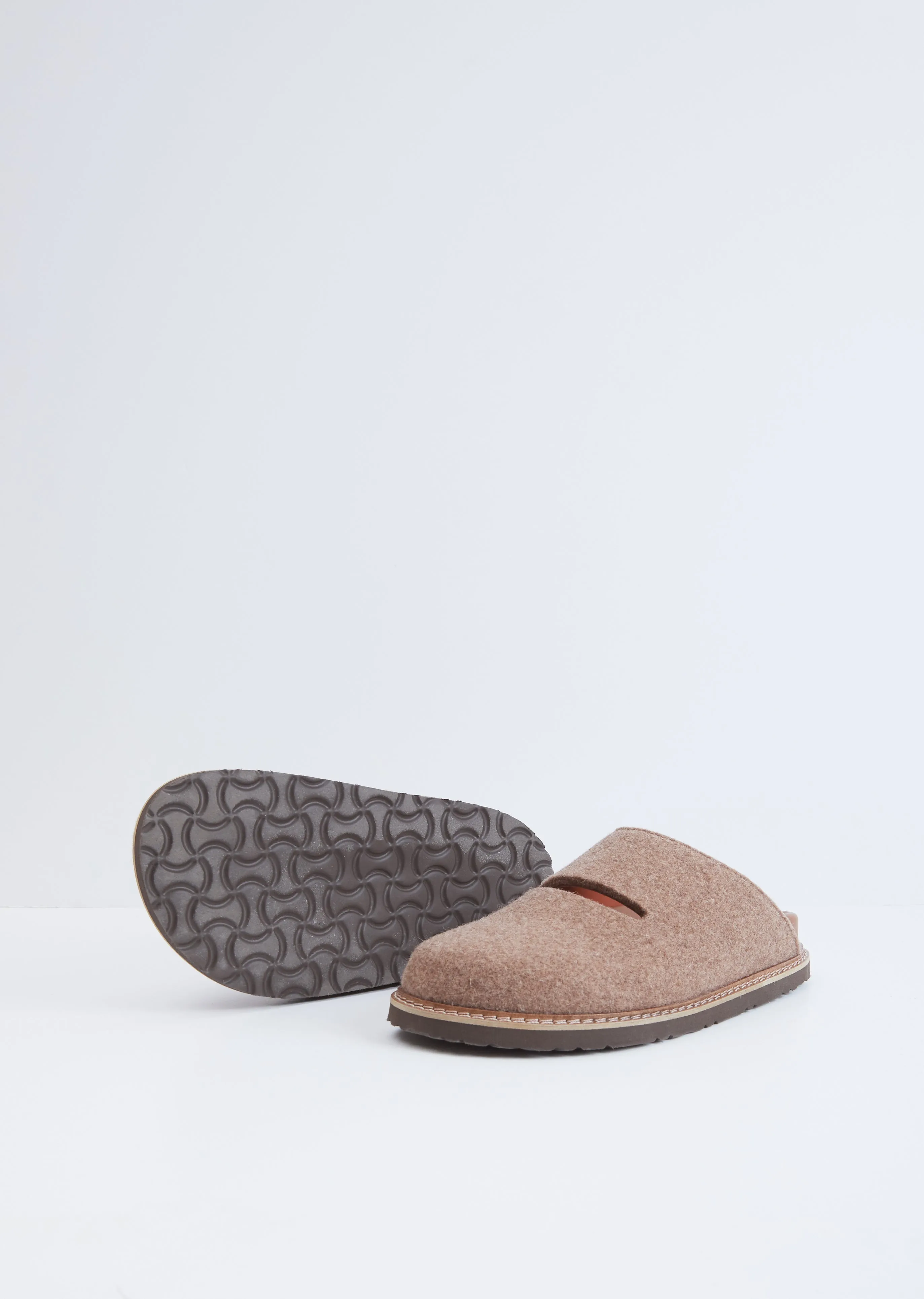 Flora Felted Wool Slides — Cocoa