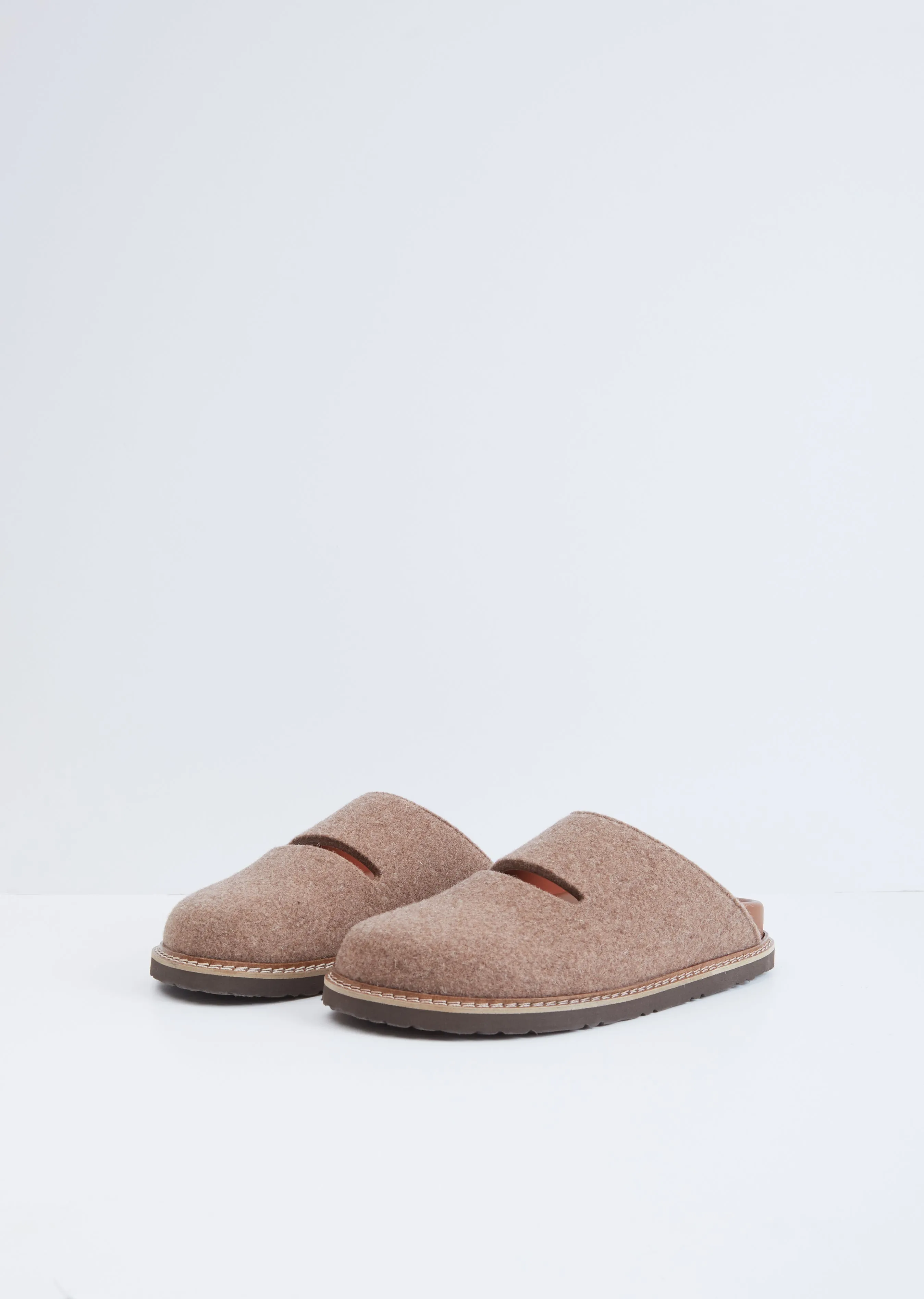 Flora Felted Wool Slides — Cocoa