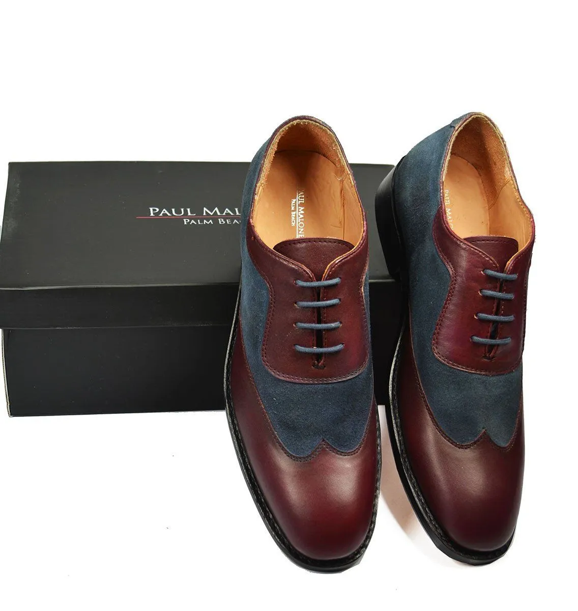 FLYNN Brown and Burgundy Leather Oxfords