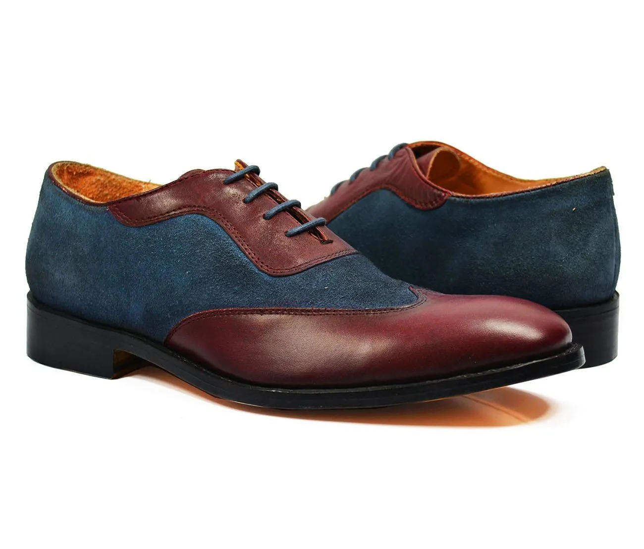 FLYNN Brown and Burgundy Leather Oxfords