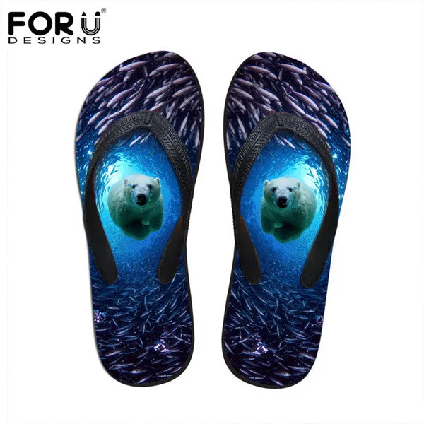 FORUDESIGNS 2017 Fashion Summer Beach Flip Flops Women Slippers Cute 3D Pet Cat Dog Terrier Printed Sandals Lady Flats Shoes