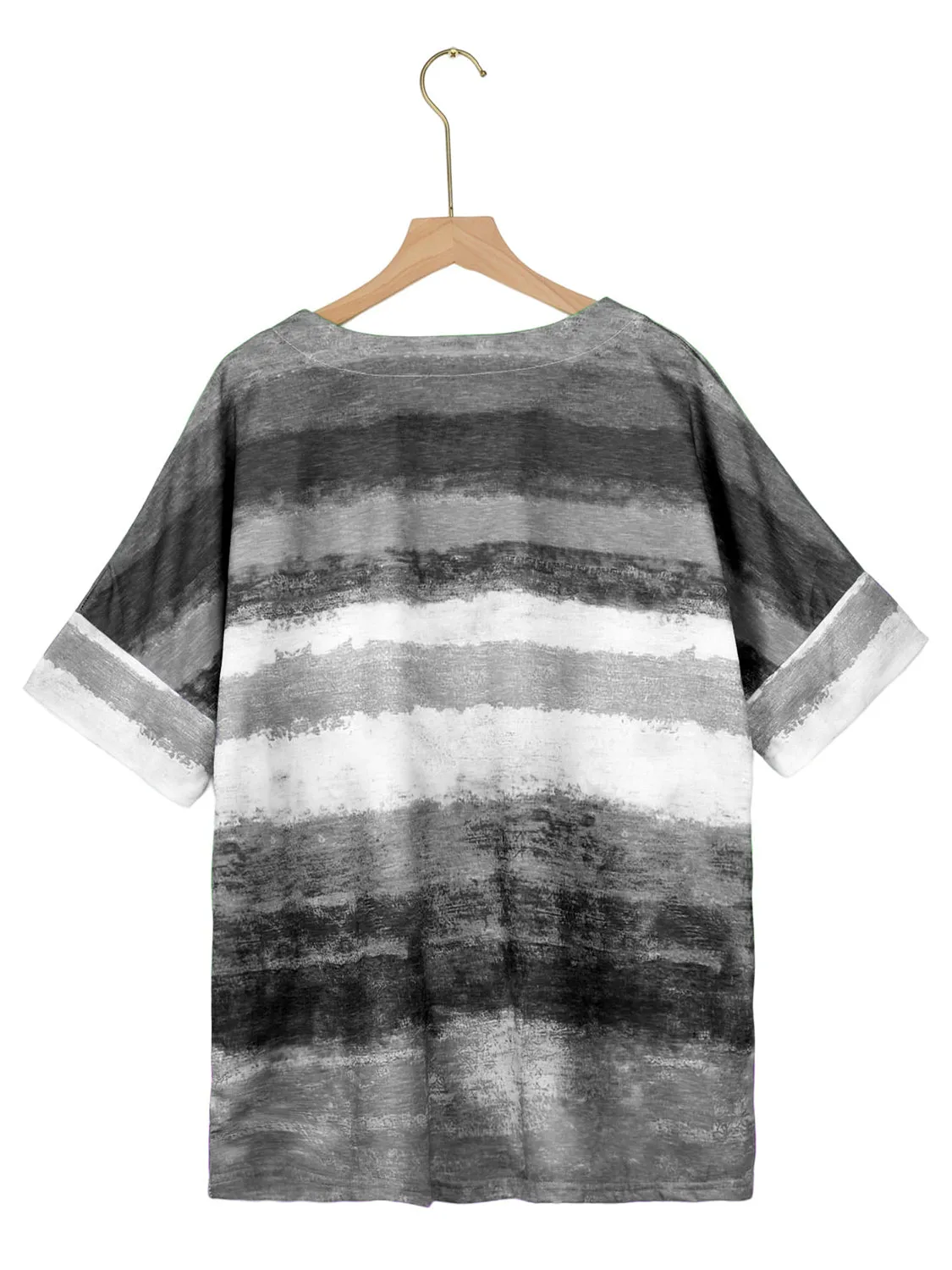 Full Size Color Block Round Neck Half Sleeve T-Shirt