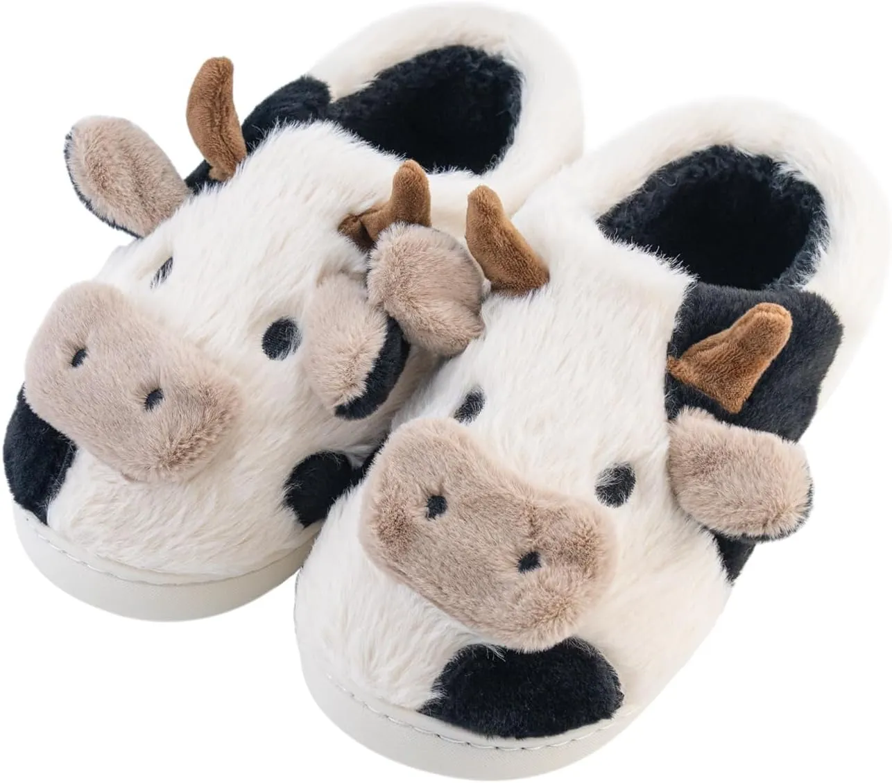 Funny Cute Animals Cow Slippers for Women, Winter Slipper Indoor Outdoor Slippers for Women Men