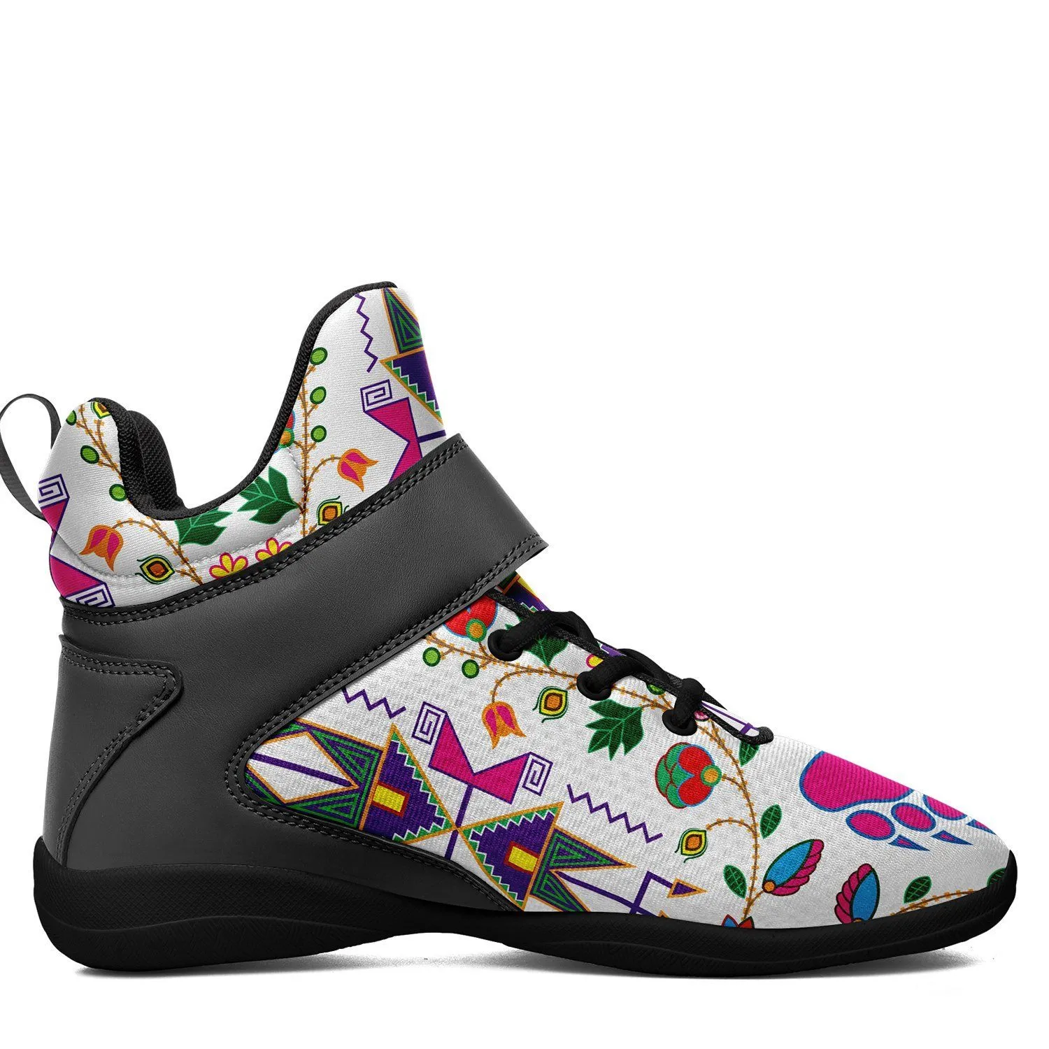 Geometric Floral Fall White Kid's Ipottaa Basketball / Sport High Top Shoes