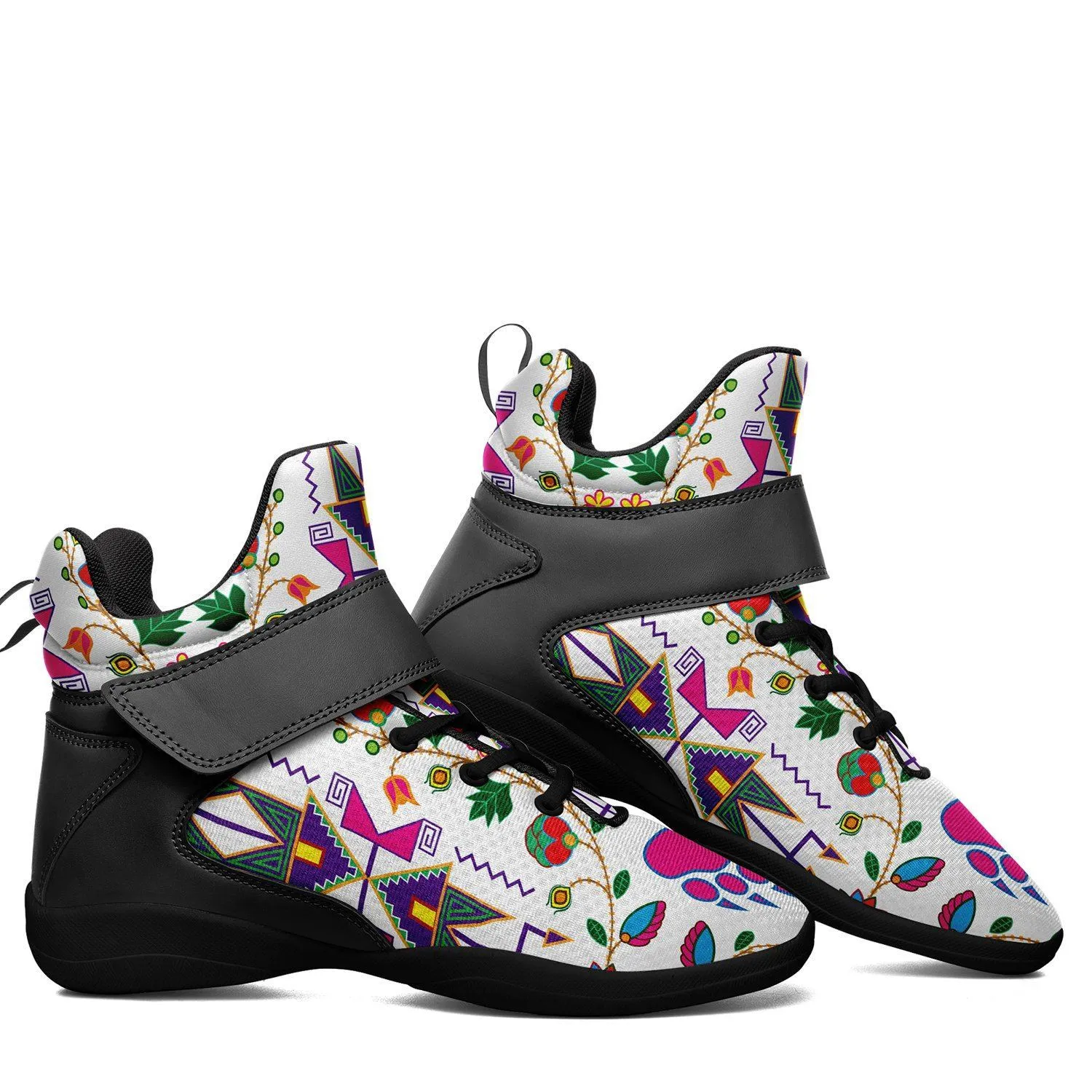 Geometric Floral Fall White Kid's Ipottaa Basketball / Sport High Top Shoes