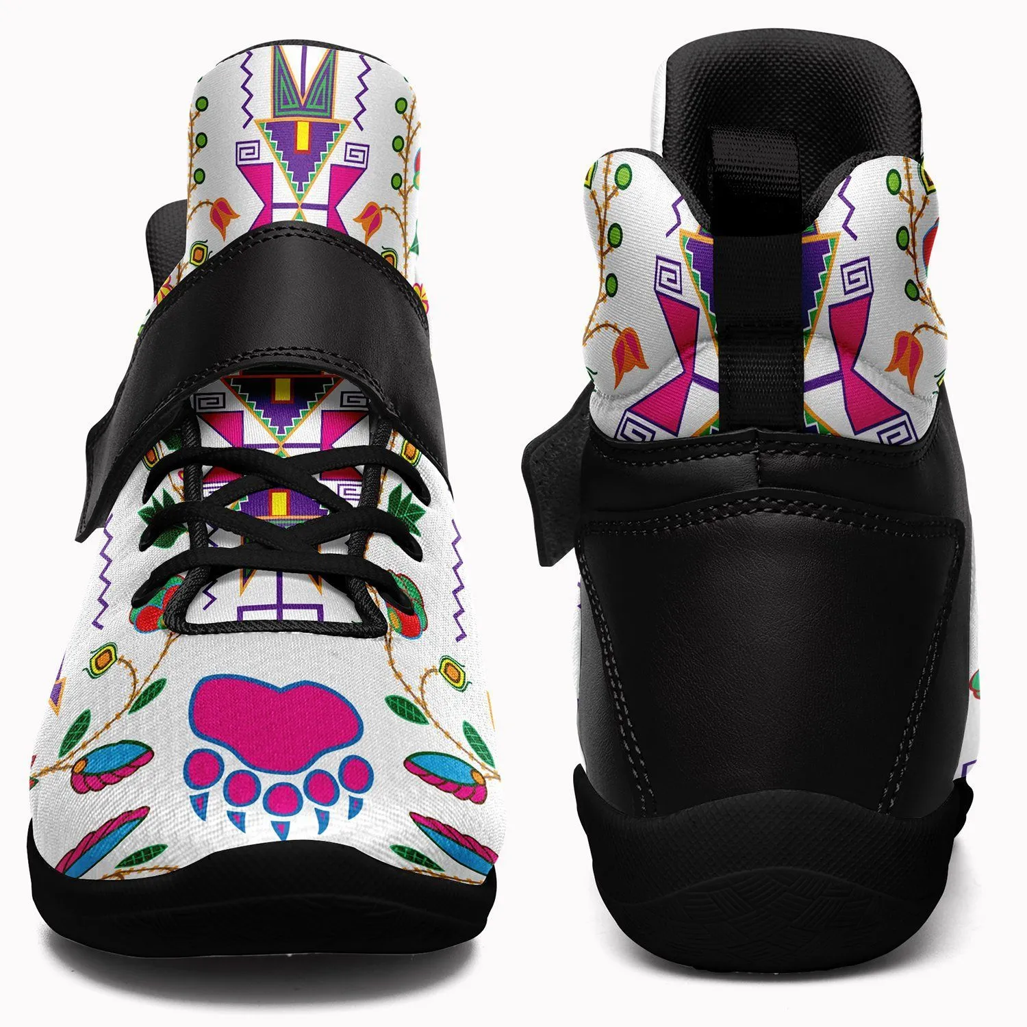 Geometric Floral Fall White Kid's Ipottaa Basketball / Sport High Top Shoes