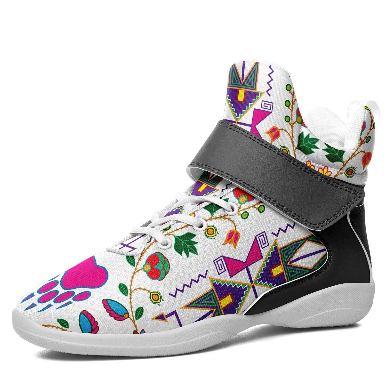 Geometric Floral Fall White Kid's Ipottaa Basketball / Sport High Top Shoes