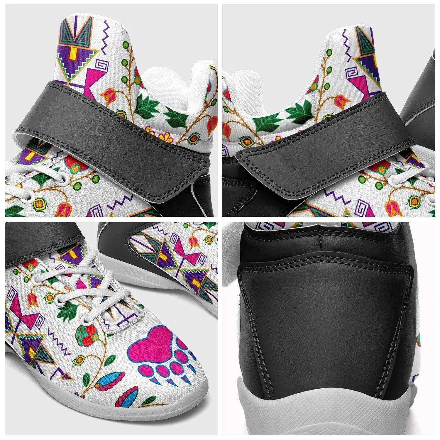 Geometric Floral Fall White Kid's Ipottaa Basketball / Sport High Top Shoes