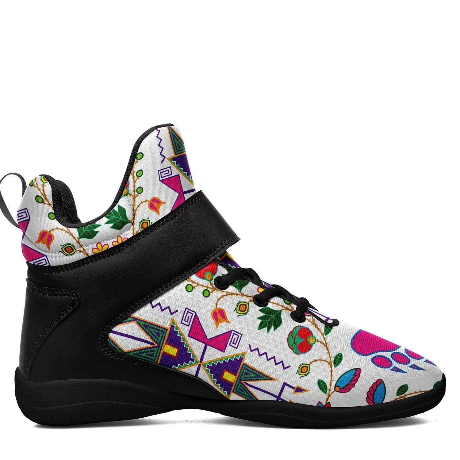 Geometric Floral Fall White Kid's Ipottaa Basketball / Sport High Top Shoes