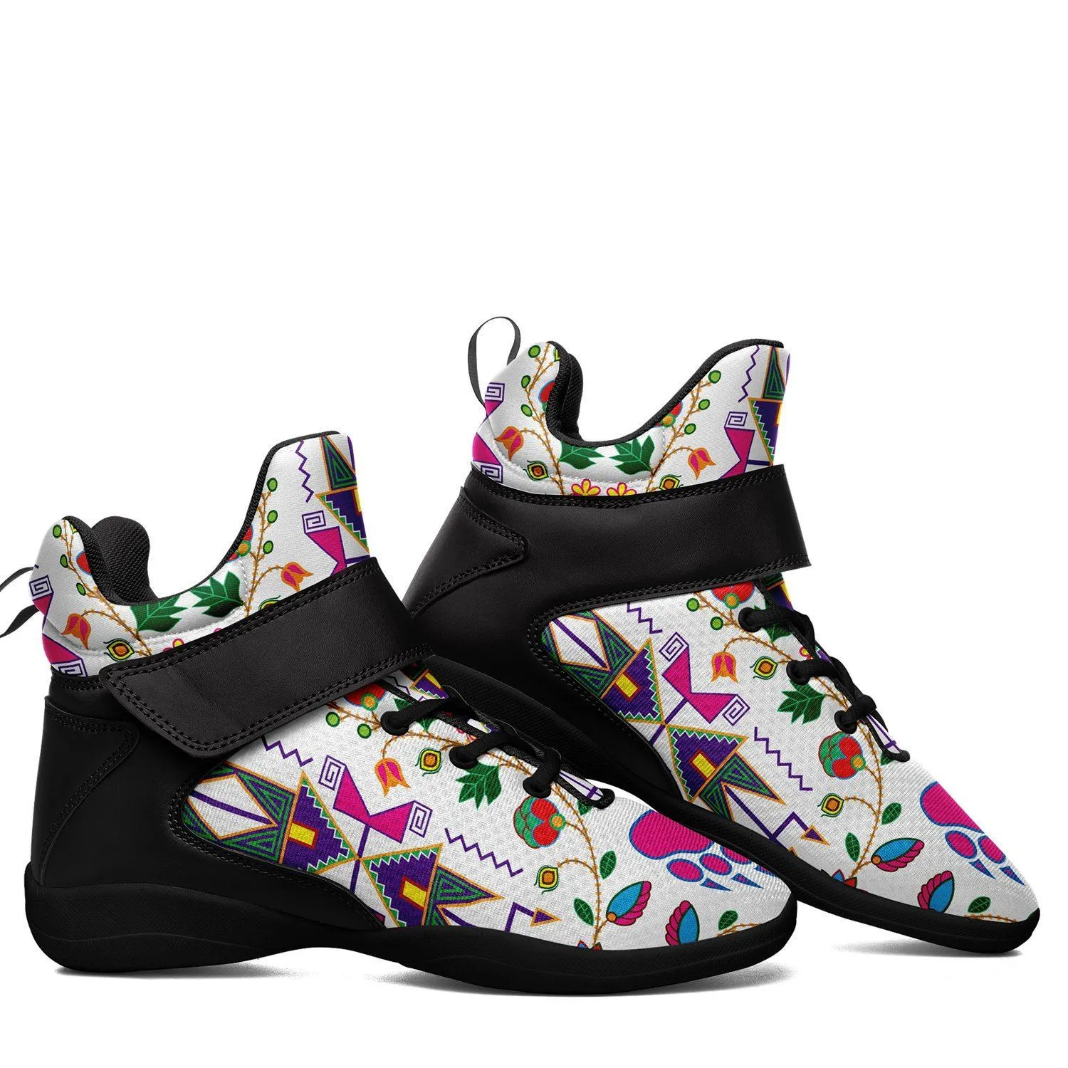 Geometric Floral Fall White Kid's Ipottaa Basketball / Sport High Top Shoes