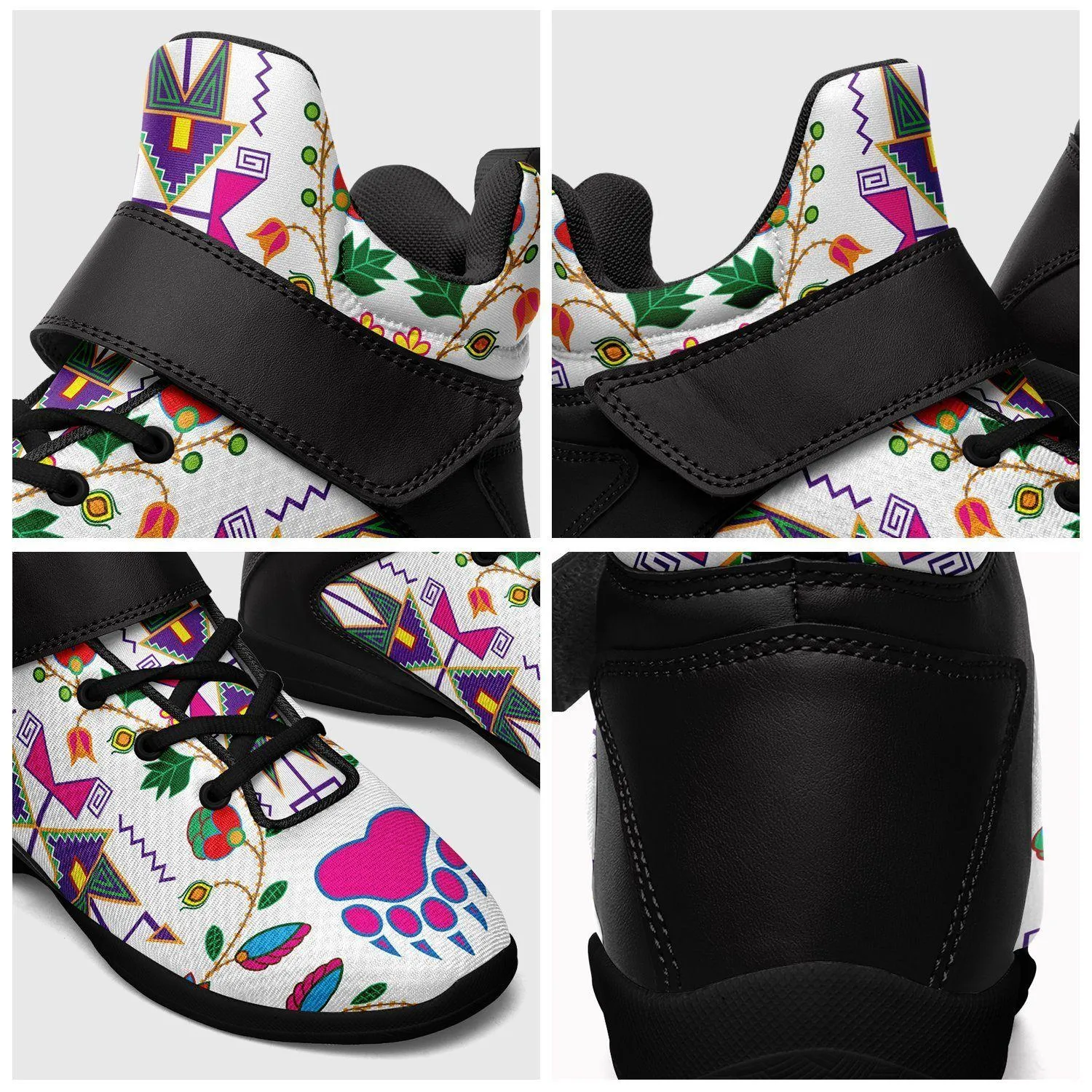 Geometric Floral Fall White Kid's Ipottaa Basketball / Sport High Top Shoes