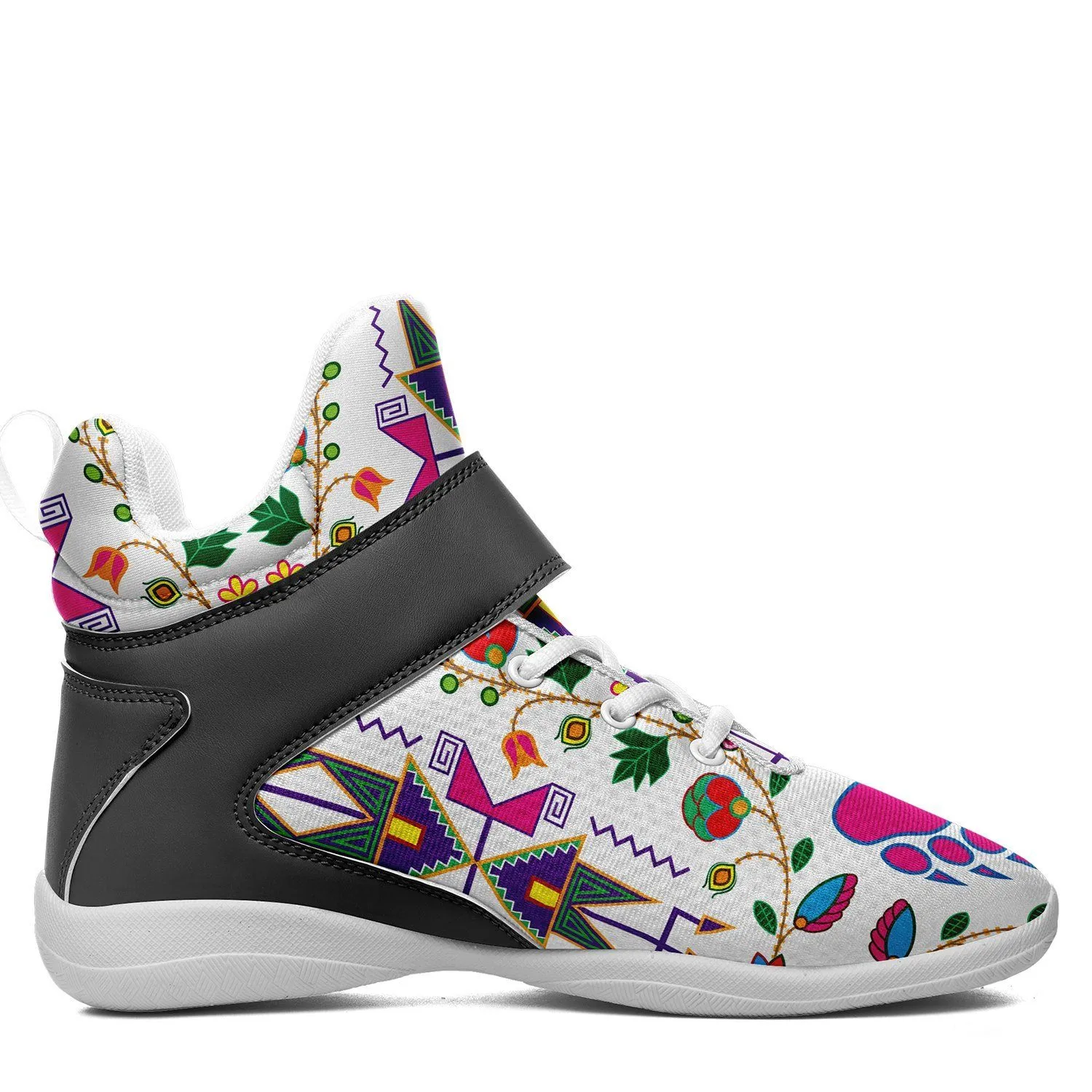 Geometric Floral Fall White Kid's Ipottaa Basketball / Sport High Top Shoes