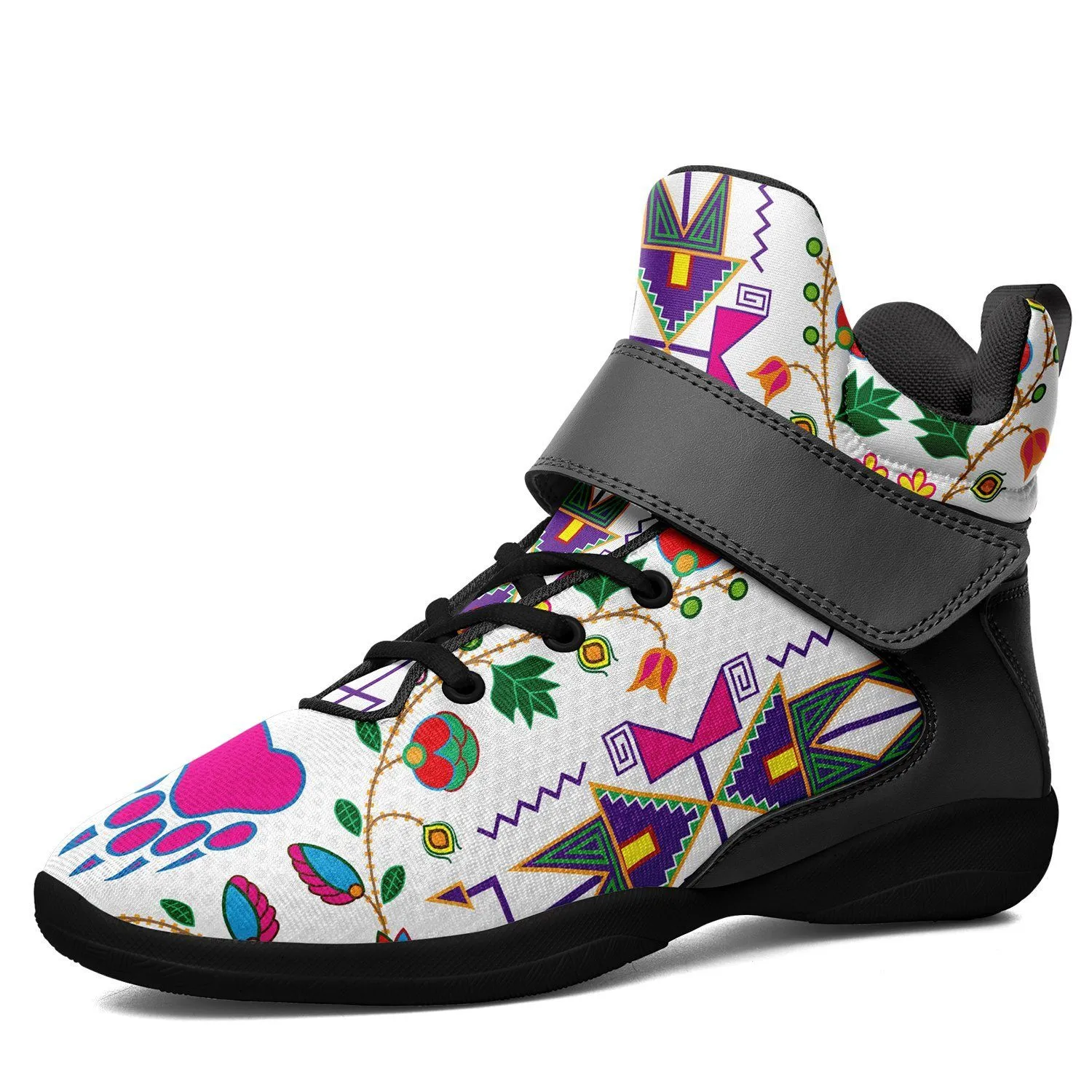 Geometric Floral Fall White Kid's Ipottaa Basketball / Sport High Top Shoes