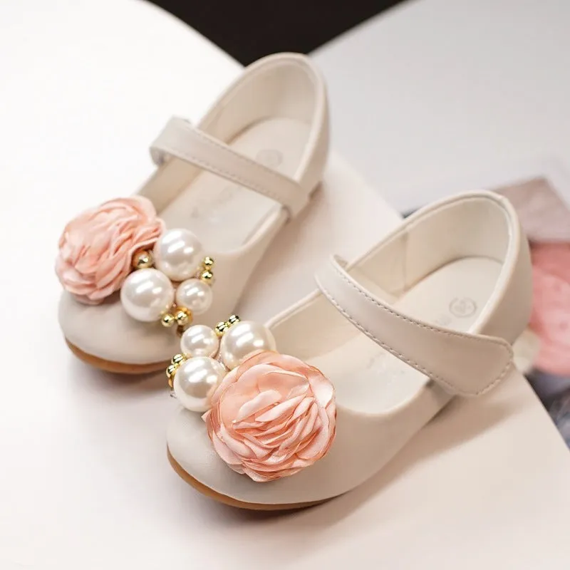 Girls Pearl Bow Show Princess Shoes – Elegant Comfort Kids’ Dress Shoes for Special Occasions