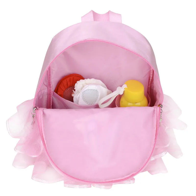 Girls Pink Waterproof Gymnastics Ballet Ruffles Dance Bag