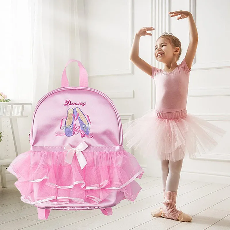 Girls Pink Waterproof Gymnastics Ballet Ruffles Dance Bag