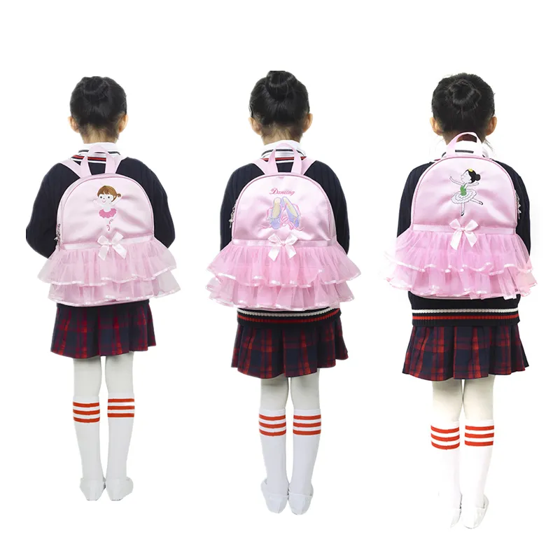 Girls Pink Waterproof Gymnastics Ballet Ruffles Dance Bag