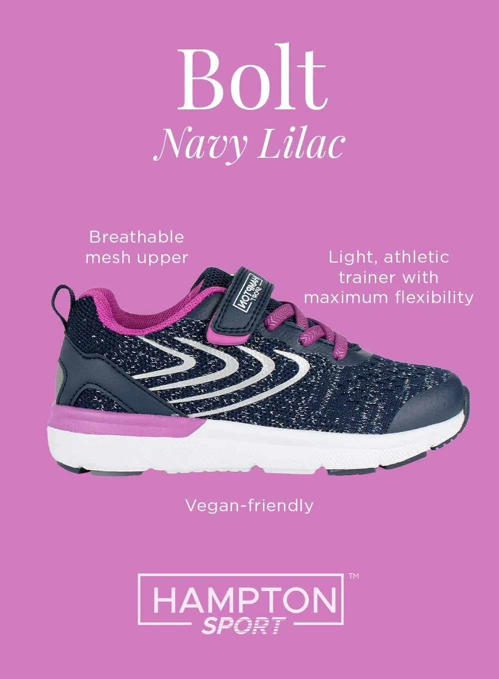 Hampton Sport Bolt Trainers in Navy/Lilac Sparkle