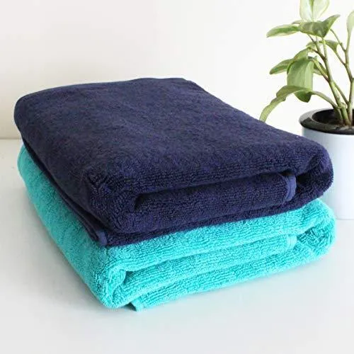 Heelium Bamboo Bath & Swim Towel, Ultra Soft, Super Absorbent, Antibacterial, 600 GSM, 55 inch x 27 inch, Pack of 2 (Blue,Teal)