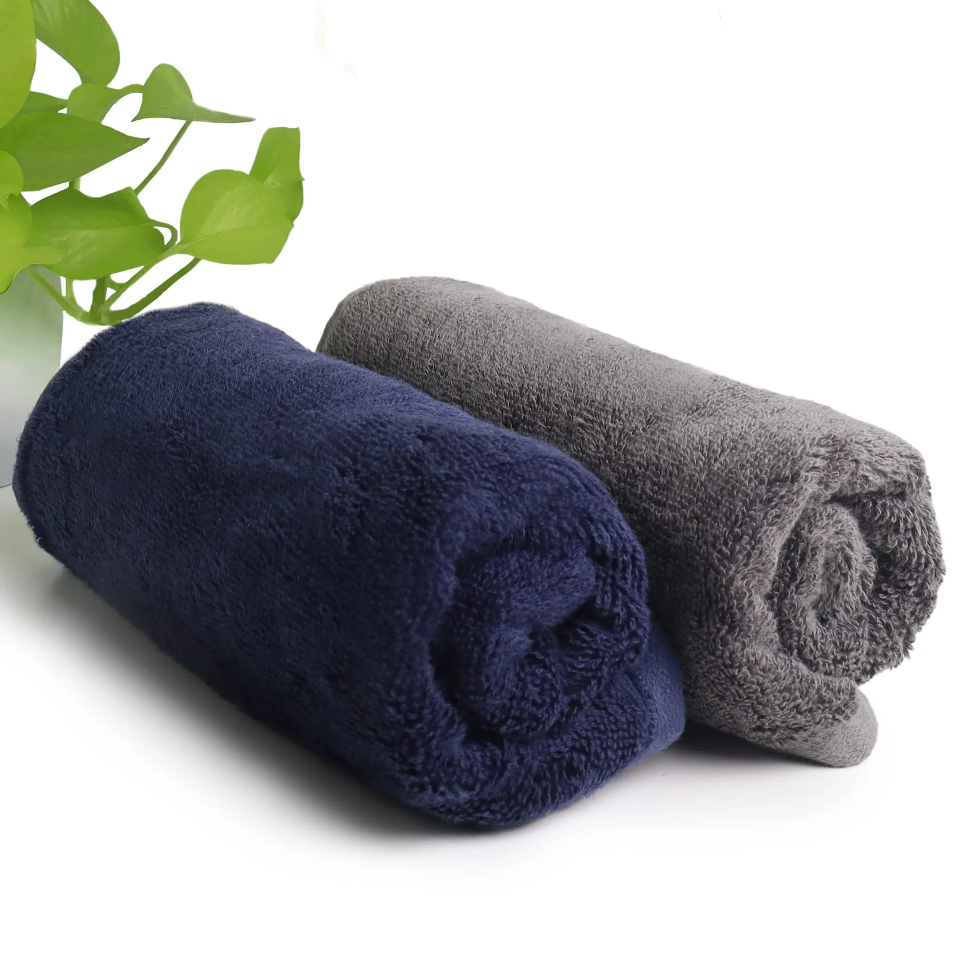 HEELIUM Bamboo Hand Towel, 65 X 40 Cm, Super Soft & Quick Absorbent & 600 Gsm, Blue & Grey