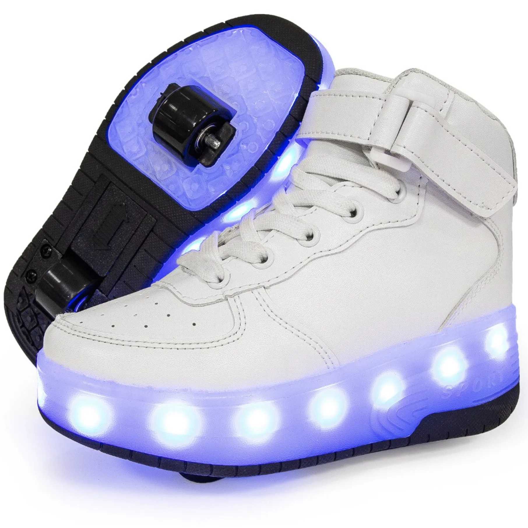 High Top Stylish Led Roller Shoes | Roller High Top Kids Light Up Sneakers With Wheels