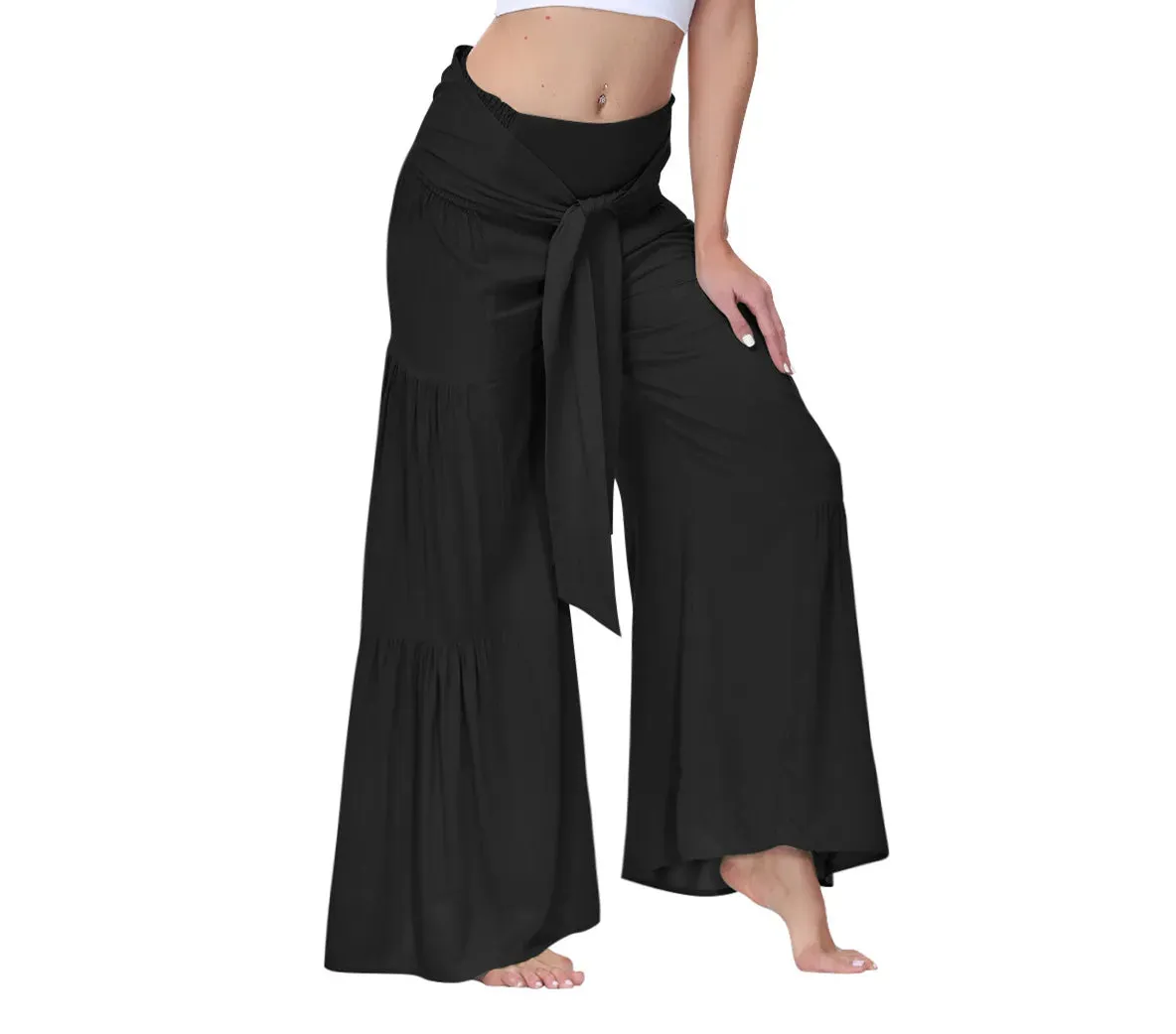 High-Waist Wide Leg Drape Pants