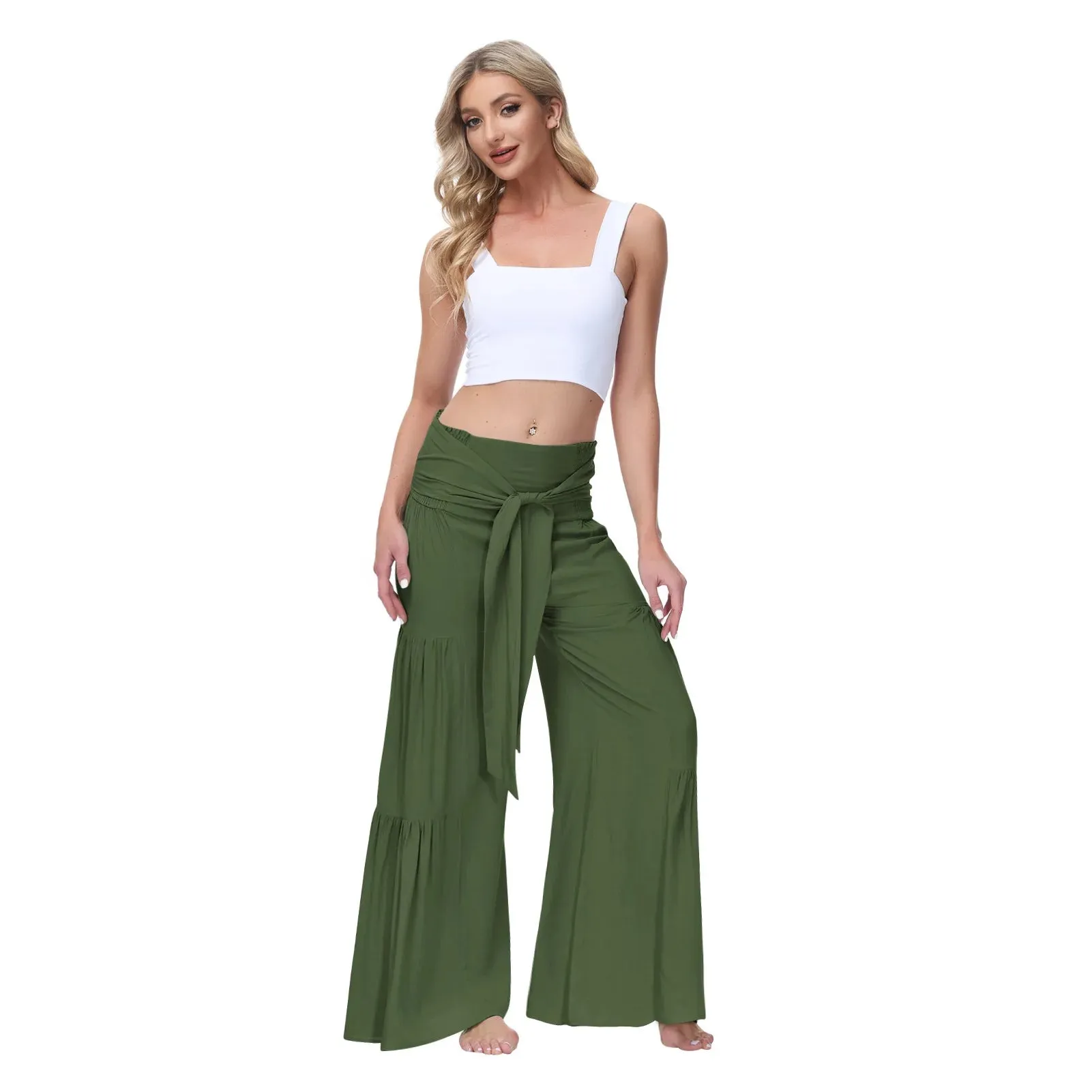 High-Waist Wide Leg Drape Pants