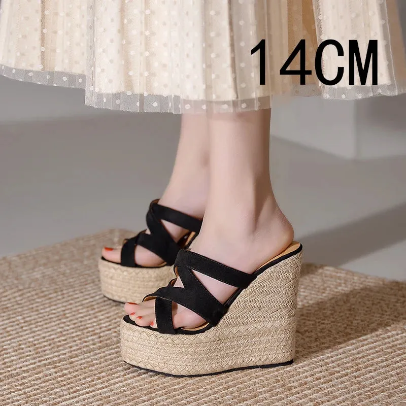 Hnzxzm Size 32-39 Summer New Open Toe Sandals Women High Heel Wedge Platform Beach Sandals Shoes