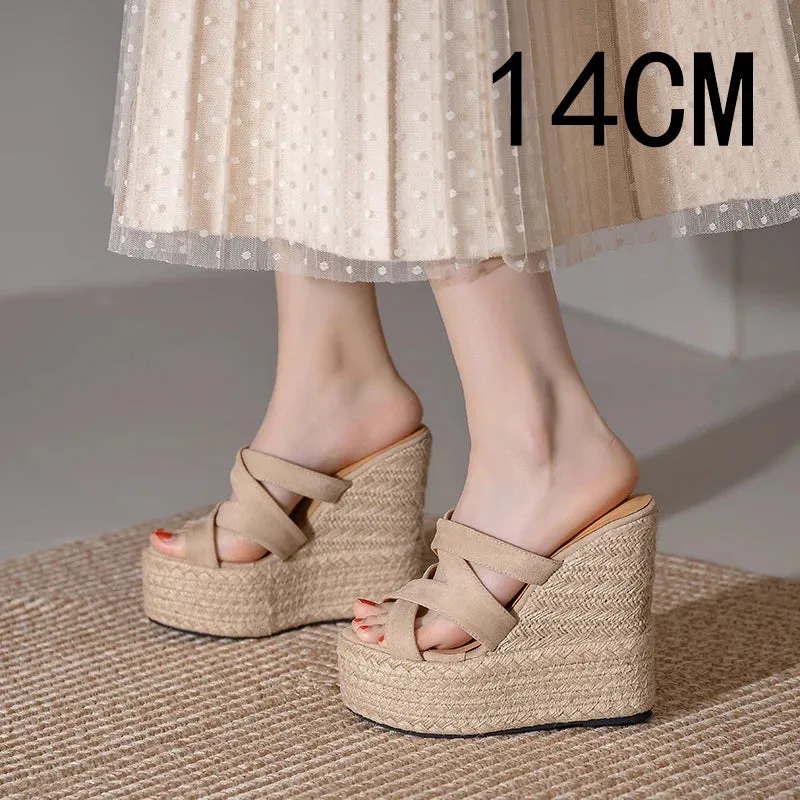 Hnzxzm Size 32-39 Summer New Open Toe Sandals Women High Heel Wedge Platform Beach Sandals Shoes