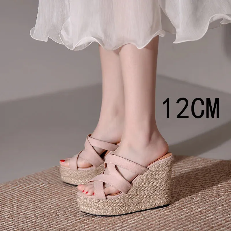 Hnzxzm Size 32-39 Summer New Open Toe Sandals Women High Heel Wedge Platform Beach Sandals Shoes