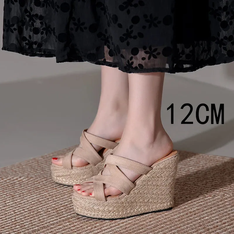 Hnzxzm Size 32-39 Summer New Open Toe Sandals Women High Heel Wedge Platform Beach Sandals Shoes