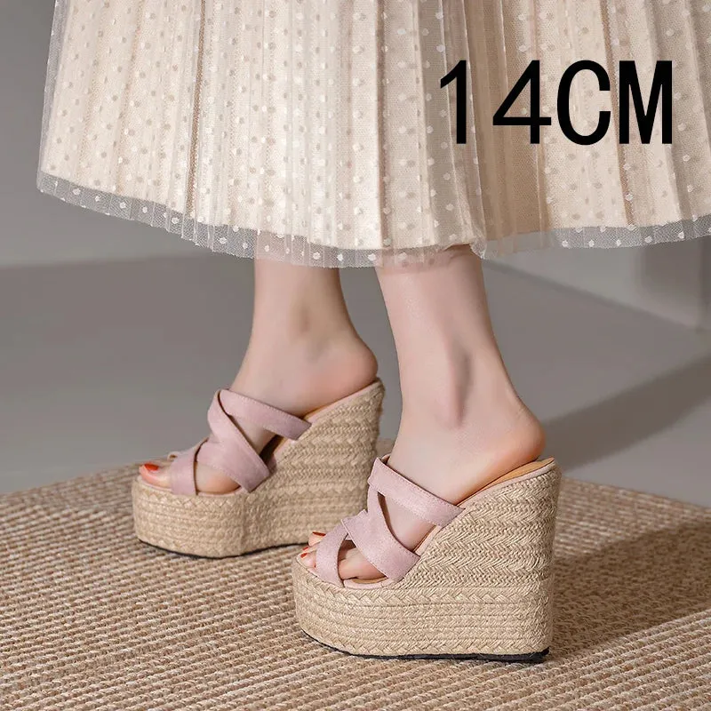 Hnzxzm Size 32-39 Summer New Open Toe Sandals Women High Heel Wedge Platform Beach Sandals Shoes