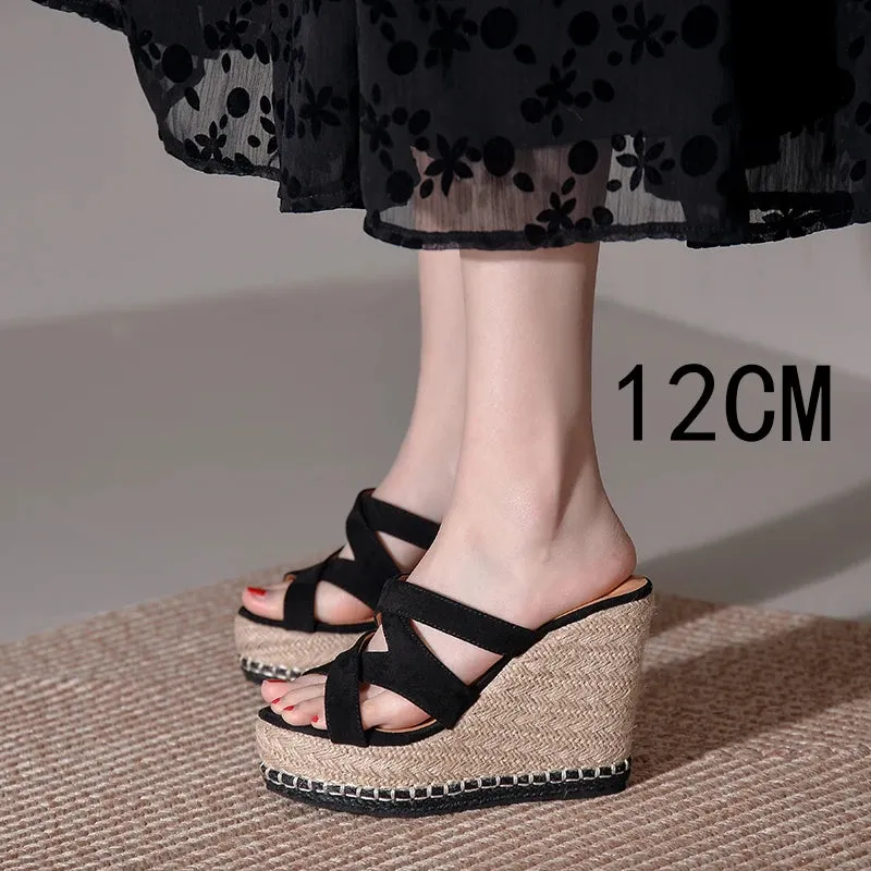 Hnzxzm Size 32-39 Summer New Open Toe Sandals Women High Heel Wedge Platform Beach Sandals Shoes