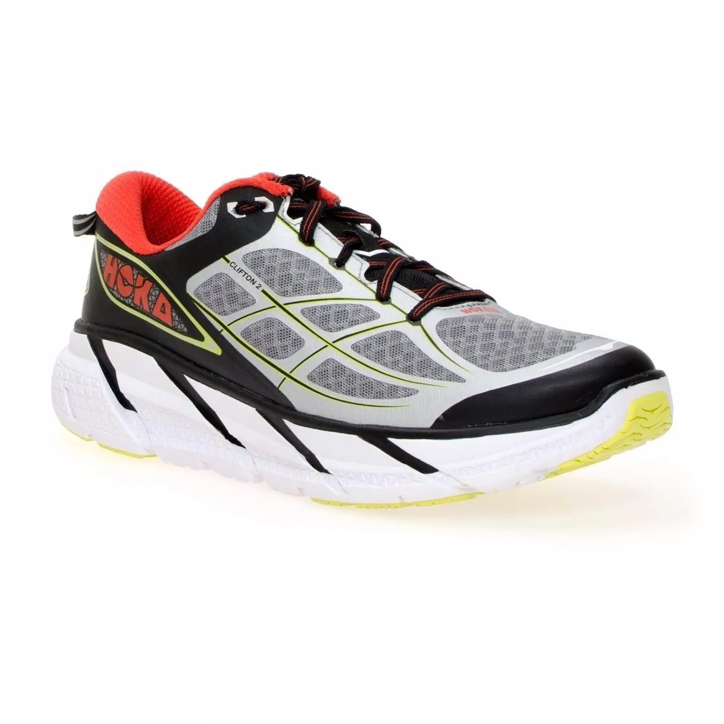 Hoka One One Clifton 2 Grey / Orange Flash Running Shoes