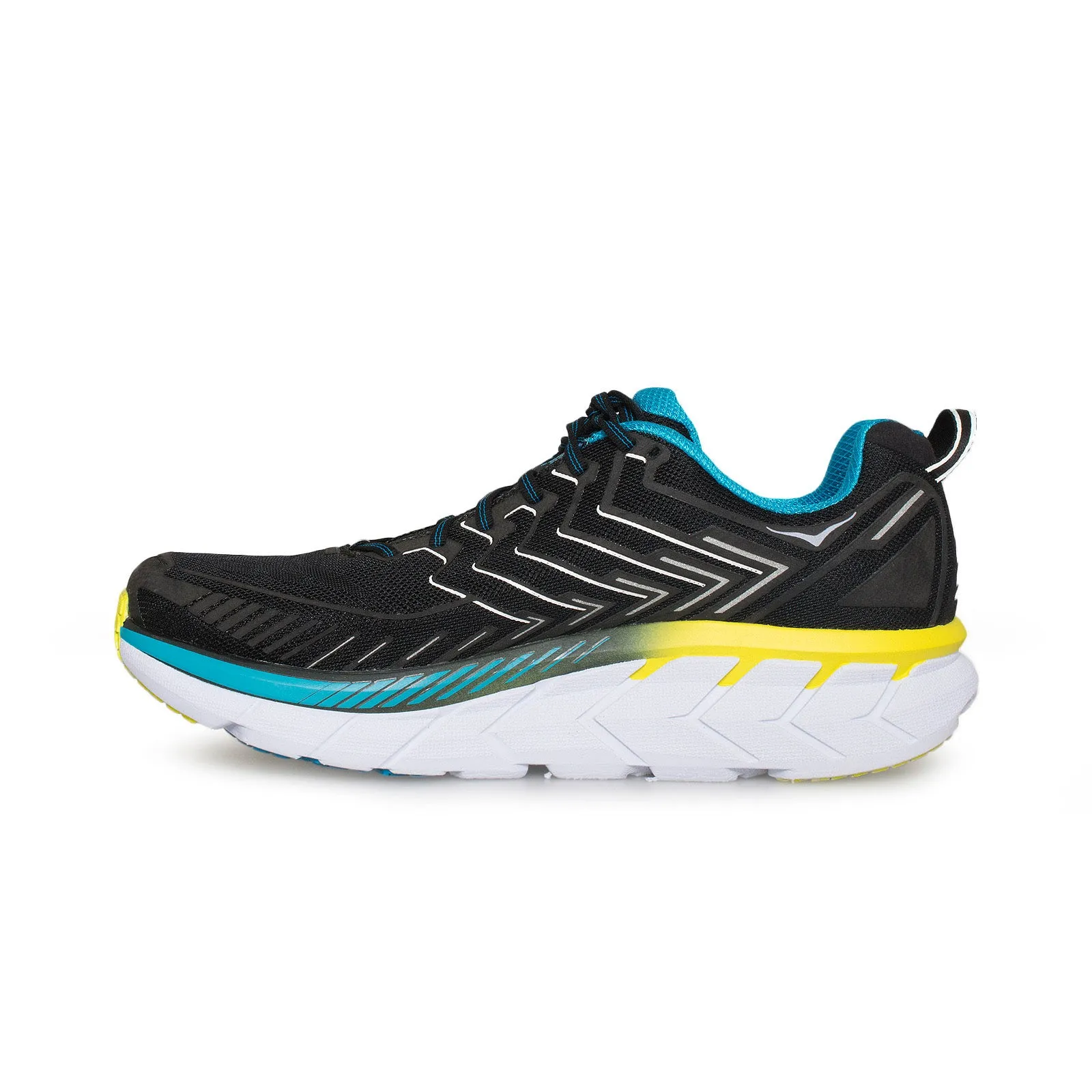 Hoka One One Clifton 4 Black / Cyan / Citrus Running Shoes - Men's