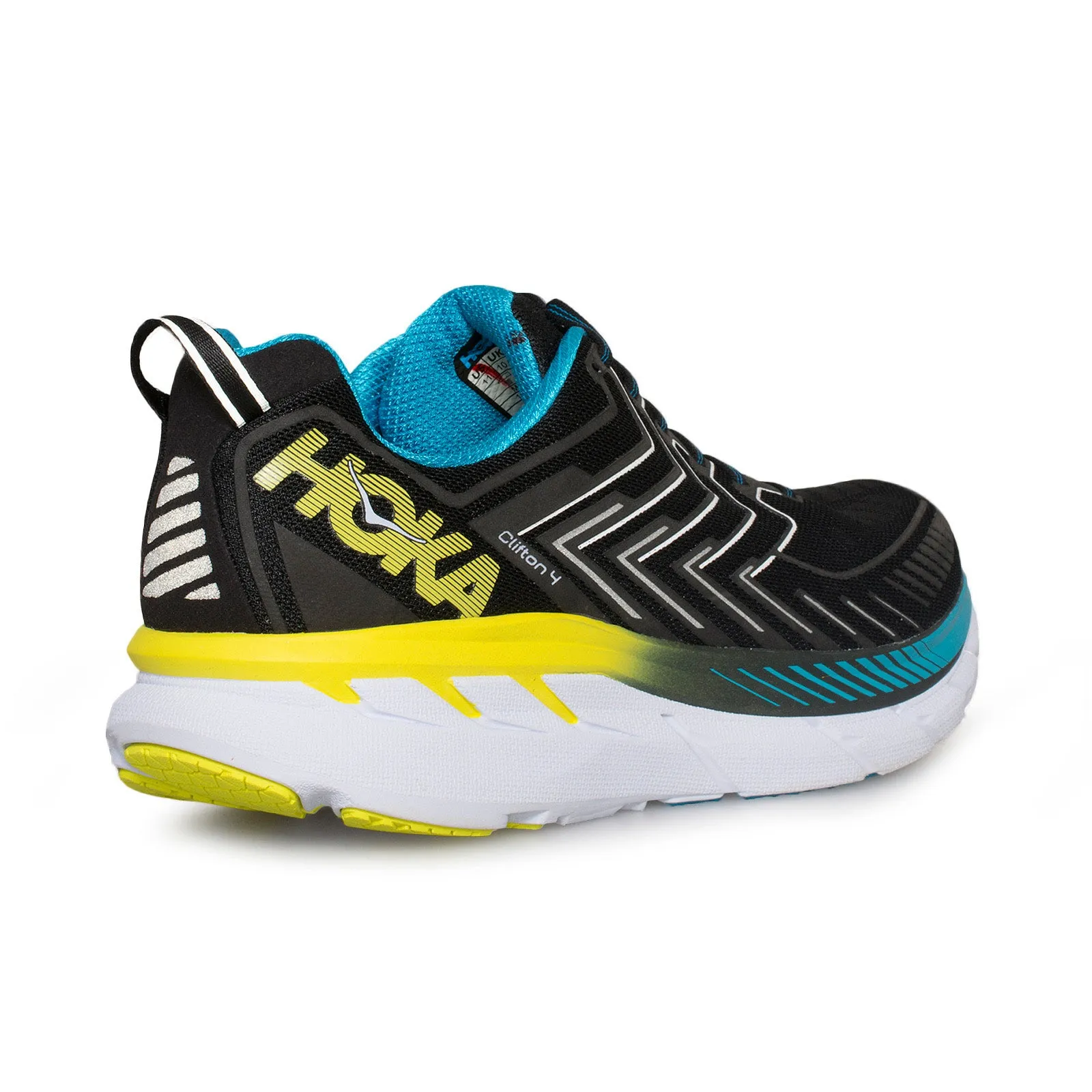 Hoka One One Clifton 4 Black / Cyan / Citrus Running Shoes - Men's