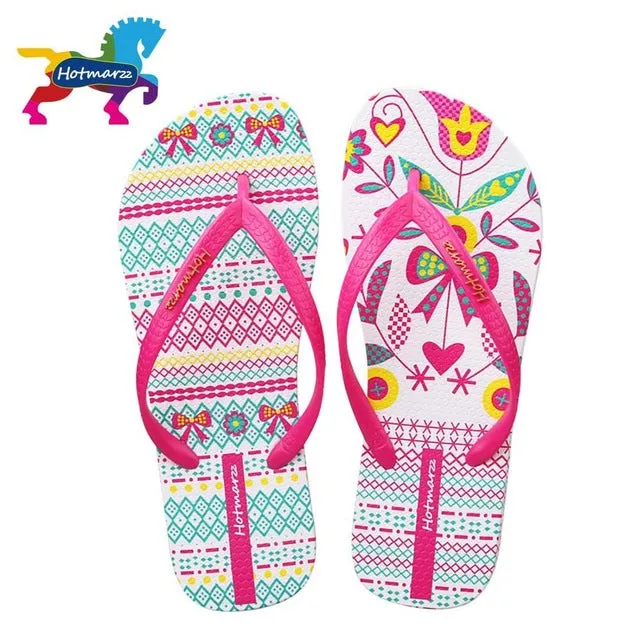 Hotmarzz Women Flip Flops Fashion Slides Summer Slippers Home Beach Shoes Pantufa 2017 Ladies Flat Thong Sandals Shoes Woman