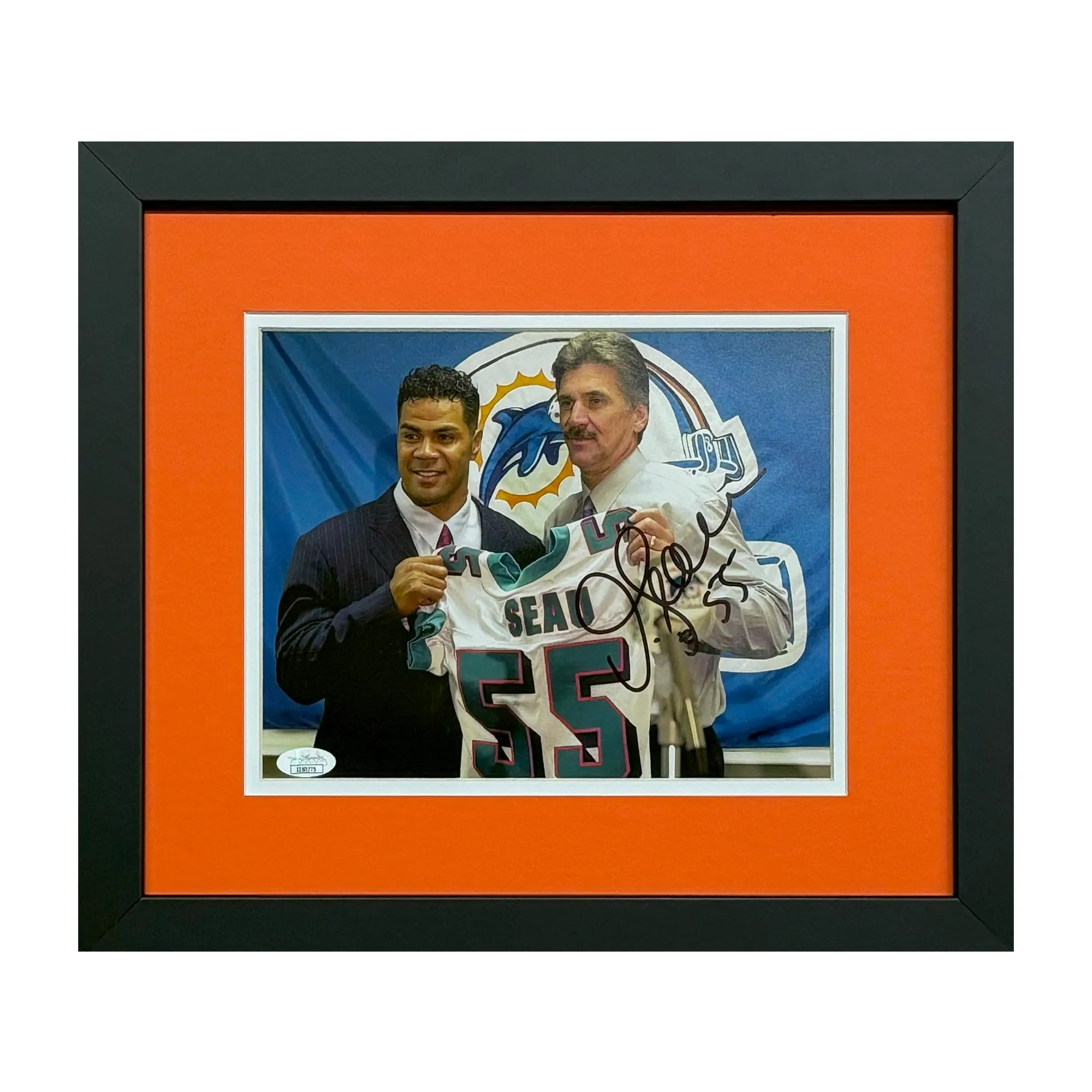 Junior Seau Signed Miami Dolphins Framed 8x10 Photo