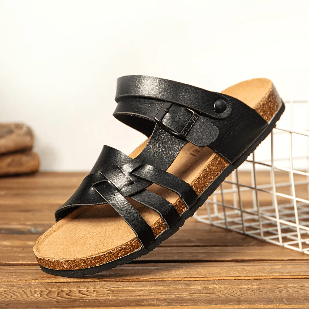 kkboxly kkboxly Men Breathable Two-Ways Slip on Non Slip Cork Bottom Casual Sandals