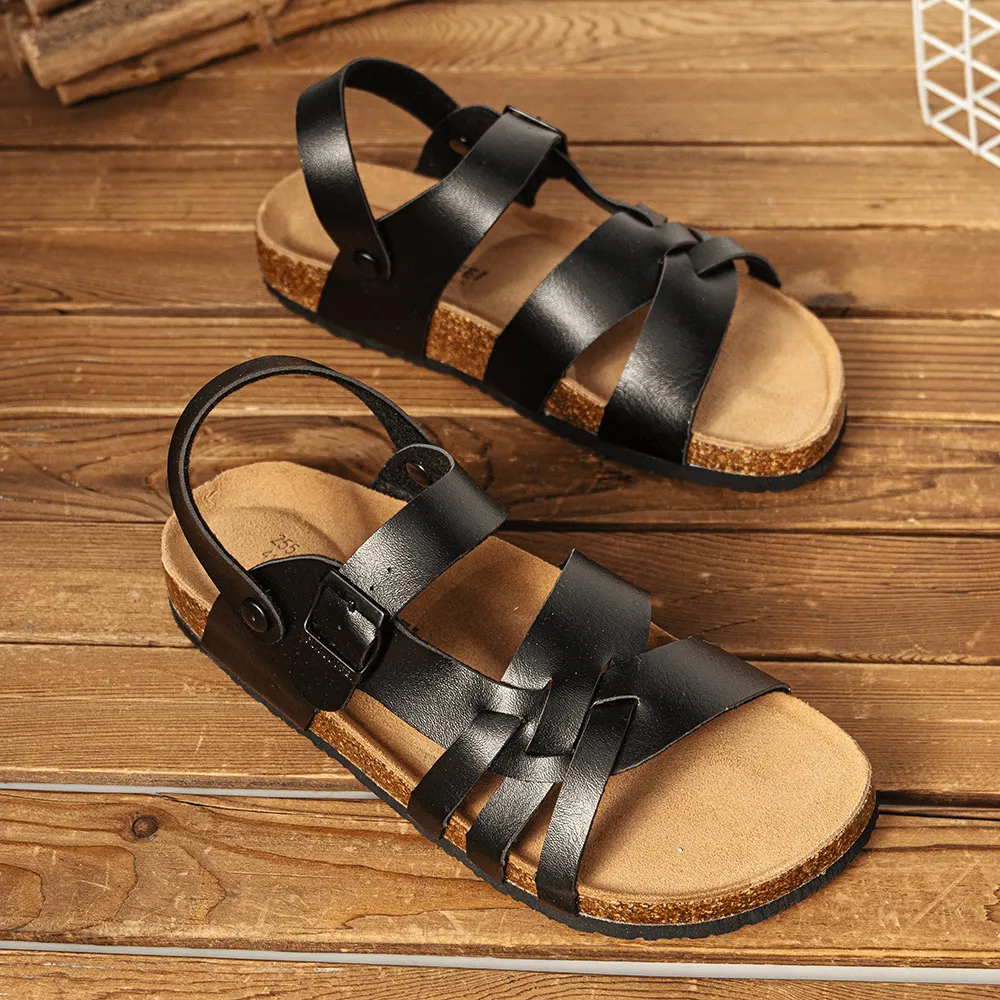 kkboxly kkboxly Men Breathable Two-Ways Slip on Non Slip Cork Bottom Casual Sandals