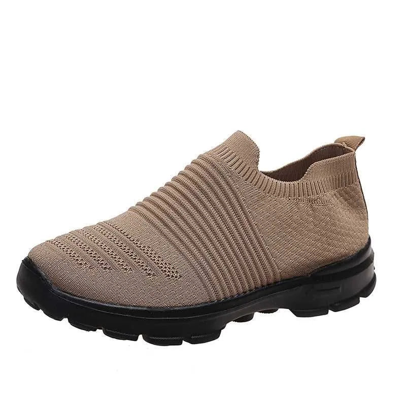 Knit Sock Shoes Women Comfortable Breathable Flats Shoes Walking Running Sneakers