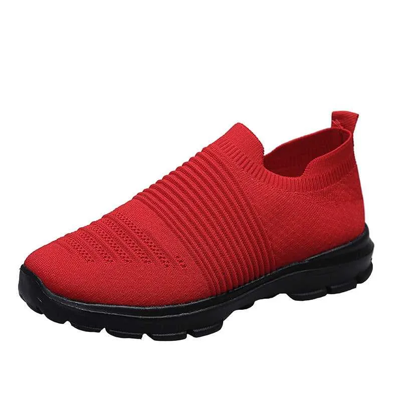 Knit Sock Shoes Women Comfortable Breathable Flats Shoes Walking Running Sneakers